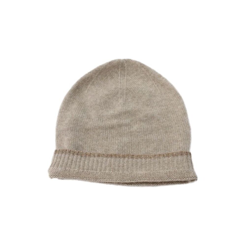 Rolex Womens Cashmere Crown Logo Beanie Hat Brown One Size